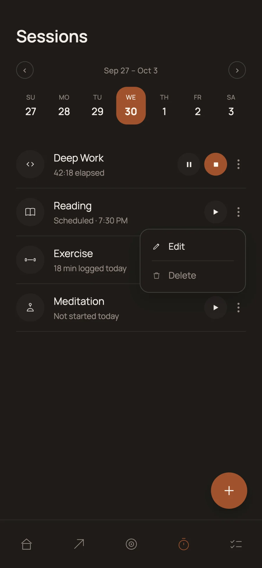 Reflet sessions list